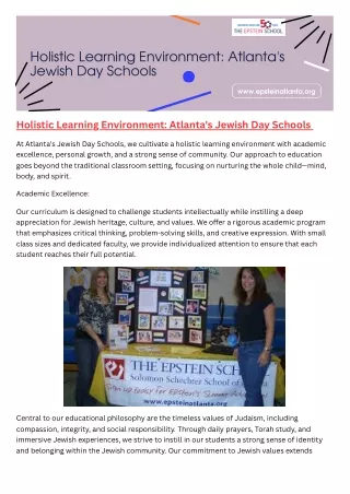 holistic learning environment atlanta s jewish